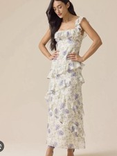 Altar d State Ivory Floral Ruffled Maxi Dress Size XS NWT