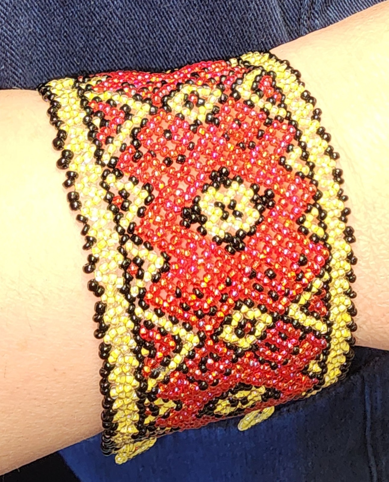 (2) Handmade Beaded Bracelets featuring designs - image 4