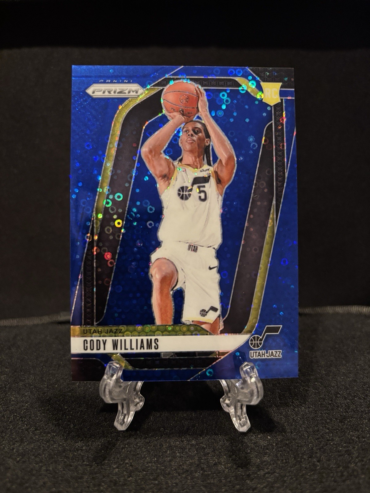 Cody Williams 2024-25 Prizm Fast Break Blue Disco Prizm #040/150 Utah Jazz #232