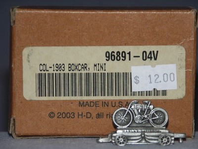 HARLEY 2003 PEWTER MINI TRAIN 1903 BIKE BOX CAR #96891-04V SERIAL #1739 NIB