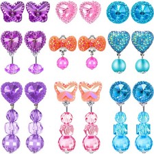 Hicarer 9 Pairs Girls Clip on Earrings Pretend Princess Play Variety Pack