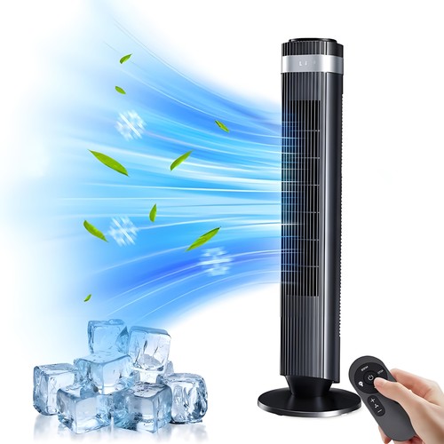 Bladeless Tower Fan Quiet Standing Fan 6 in 1 45°Oscillating with Remote & Timer