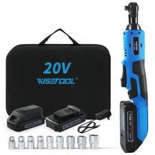 20V Cordless Electric Ratchet Wrench Set,3/8 Power Kit with 2-Pack 2000mAh
