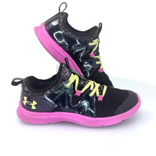 Under Armour Infinity Grade School Girls Size 2.5Y Black Pink Sneakers Pre-Owned