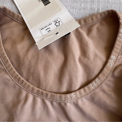 D&G Underwear Beige Short Sleeve Stretch Top Brand Logo Details Size S - Picture 4 of 16