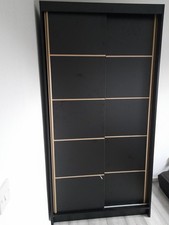 Black Sliding Door Wardrobe 100cm – Modern Style