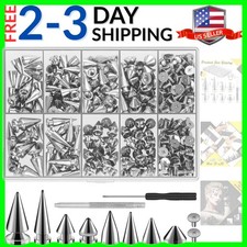 354 Sets Punk Spikes and Studs Kit,Metal Tree Spikes Studs 8 Sizes, Cone Spik...