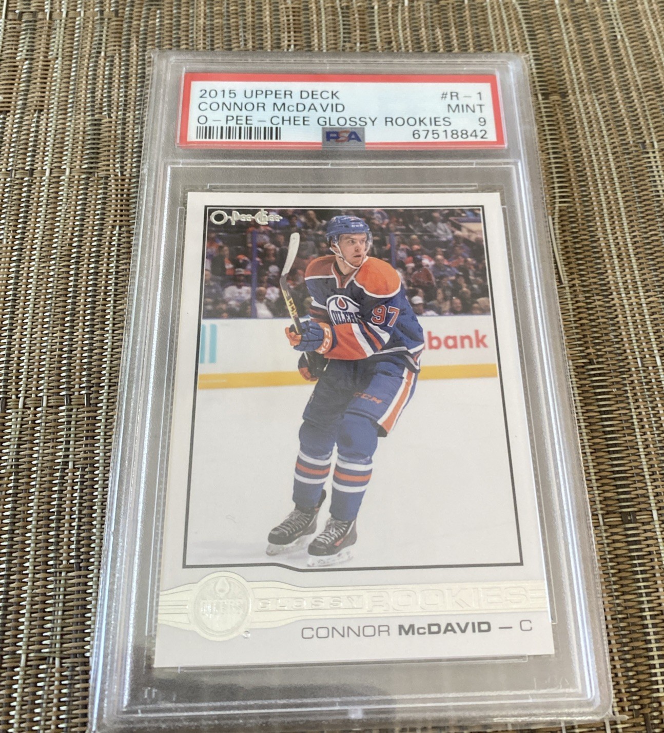 2015-16 Upper Deck - O-Pee-Chee Glossy Rookies Connor McDavid #R-1 (RC) PSA9! view 3