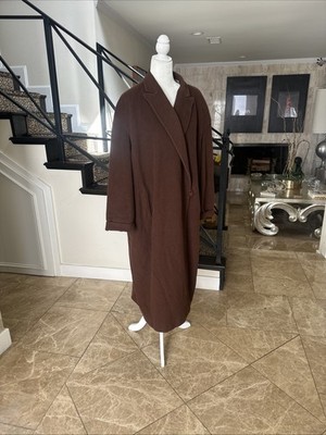 Jil Sander Brown Cashmere Notch Collar Voluminous Cocoon Lined Long Overcoat 38
