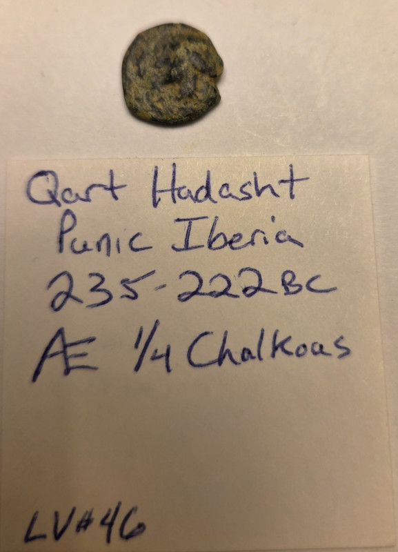 Qart Hadasht 1/4 Chalkous - Ancient Carthage Coin - Punic Iberia - 235-222BC