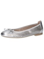Caprice Damen Ballerinas Aus Leder Mit Lochmuster, Silber (Silver Metal.), 37 EU