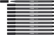 Premium Fibre-Tip Pen - STABILO Pen 68 - Pack of 10 - Black