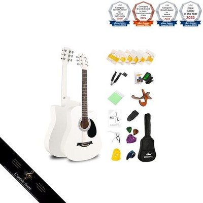 BESYOU Akustikgitarre 13-teiliges Set für Kinder Anfänger 38 Zoll weiß...