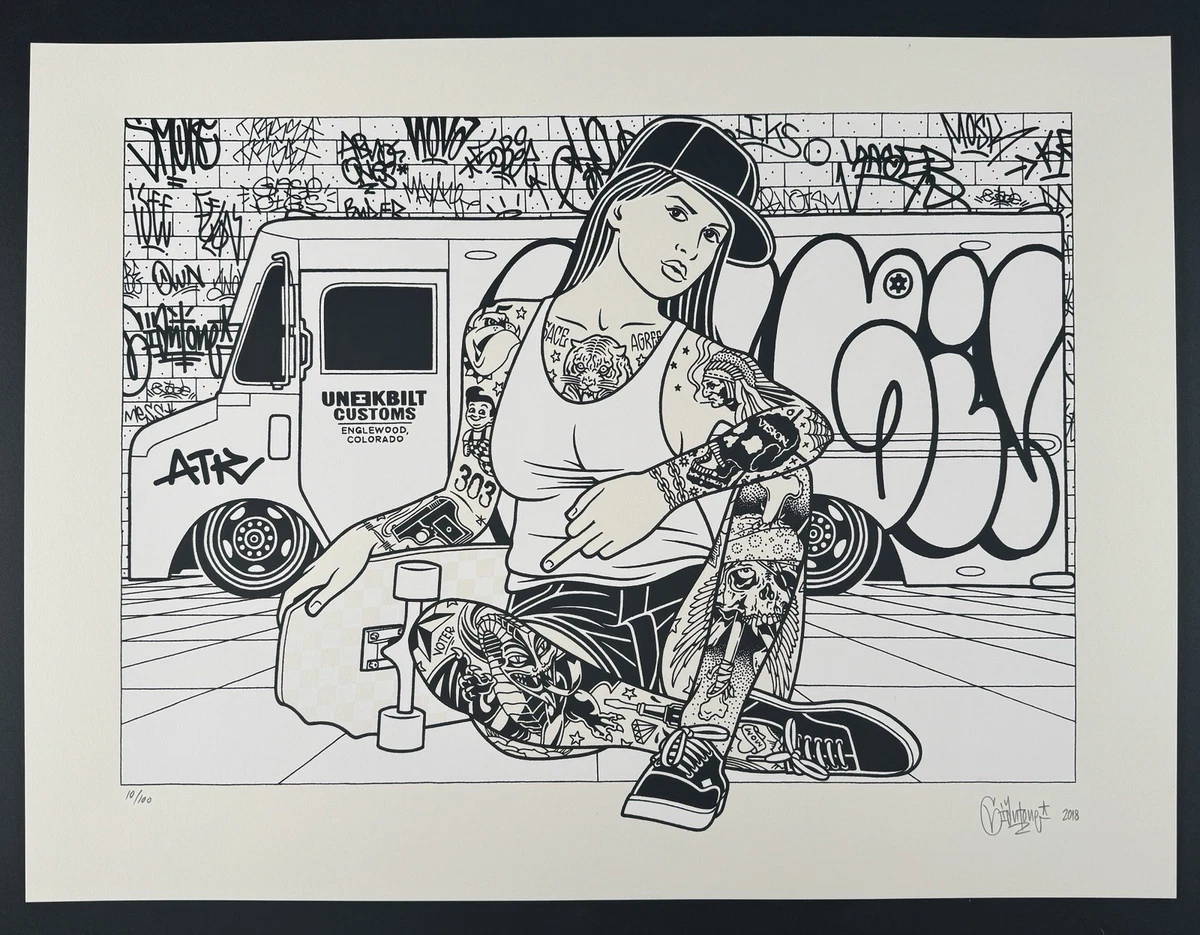 REBEL8 MIKEGIANT TATOO ART グラフティー額入りポスター Mike Giant Tattoo Print | Senses Lost