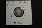 U.S. Barber Dime, 10c, 1893-S, 90% Silver