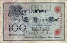 Banknote Reichsbanknote 100 Mark 1905 Berlin Reichsbank DEU-20a Ro.23a P-24a