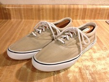 Sperry Mens 13M Striper II CVO Tan Beige Khaki Canvas Lace Up Boat Deck Sneakers