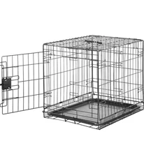 Foldable Metal Wire Small Dog Crate with Tray, Single Door, 28x18x20 Inch