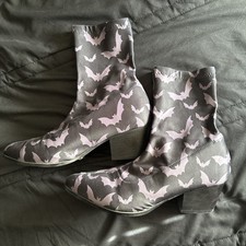 YRU Talla 11 Jinx Murciélago Botines Púrpura Negro Gótico Emo Halloween Bruja Tacones