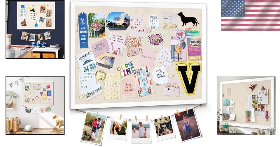 Versatile 23x18 Inch Wall-Mounted Bulletin Board with Cork & Wood Finish - Image 2 of 4