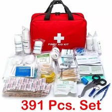 391 PIECE FIRST AID KIT BAG MEDICAL EMERGENCY KIT TRAVEL CAMPING HOME CAR WORK~