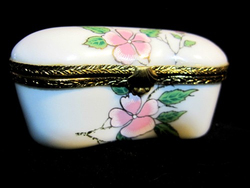 Hand Paint ACF Fait a la Main Limoges Hat Pin Trinket Pill Box Porcelain France - 第 1/11 張圖片