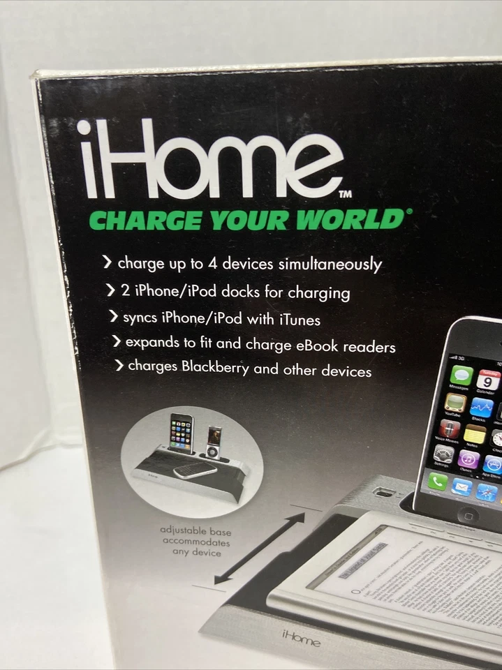 Estação de carregamento iHome Charge Your World para iPhone/iPod, Blackberry e eReaders - Imagem 2 de 4