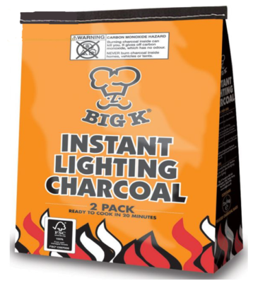 Big K x PACK 1kg Instant light the bag BBQ Barbecue Lumpwood
