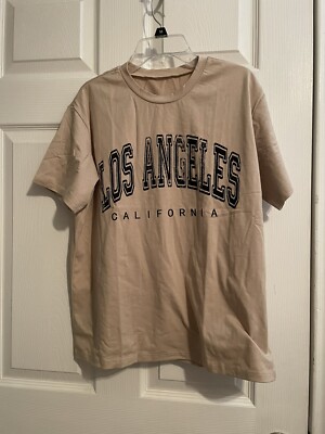 shein cream brown t shirt