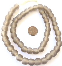 11mm Handmade Grey Krobo recycled Glass African trade Beads-Ghana