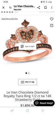Le Vian Chocolate Diamond Royalty Tiara Ring 1/2 Ct 14K Rose