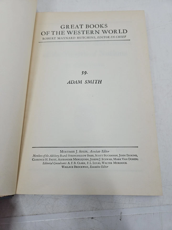 Britannica Great Books of the Western World VOL 39 Adam Smith 1952 First Print Foto 4 de 4