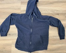 Vintage Navy Zip Up Hoodie XS 50  s 60  s 70  s Soft Thin Sweatshirt Men Women