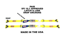 SNAP IN CLIP IN 2" LAP BELTS LATCH & LINK RACERDIRECT SFI 16.1 YELLOW PAIR