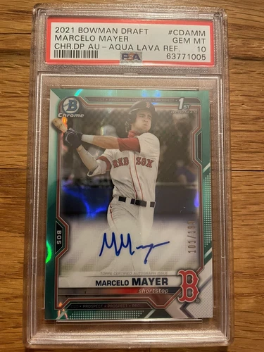 2021 Bowman Draft Chrome 1st Aqua Lava Ref Marcelo Mayer /199 Auto PSA10 GemMint