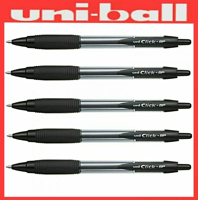 Uni-ball Click BP Retractable Ballpoint Pens x 5 Black Ink BUY 2 GET 1 LOT FREE