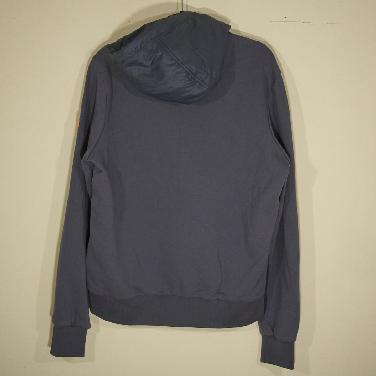 Save The Duck Men's Grey Connor Burn Plumtech Half Puffer Hooded