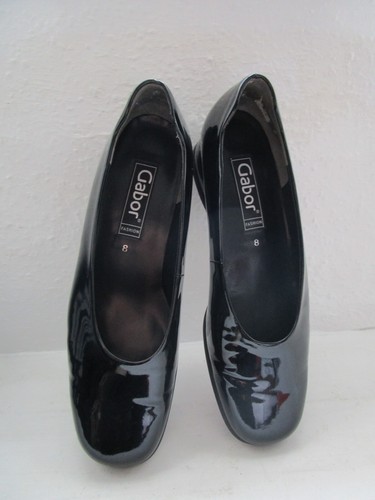 Vintage GABOR patent leather black shoes / flats, excellent cond, boxed UK 8 - Picture 6 of 13