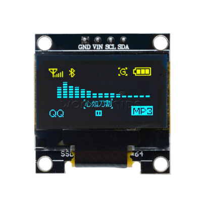0.96'' Inch Yellow &Blue I2C IIC 128X64 OLED Serial LCD LED Display Module New