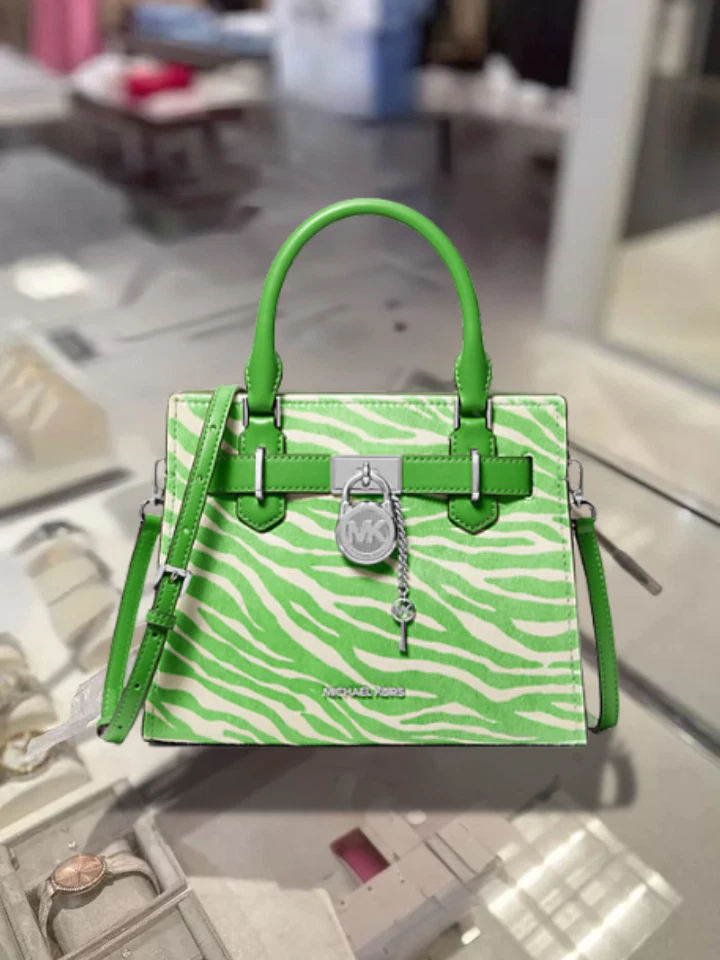 Michael Kors MK Hamilton Pequeño Verde Cartera Bolso de Mano Cartera Cuero de becerro