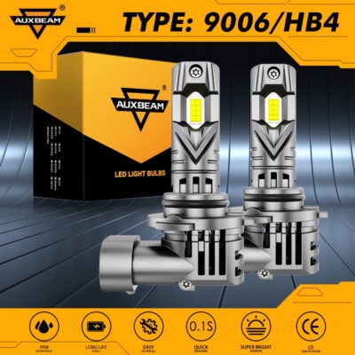 AUXBEAM 9006 HB4 LED Headlight Bulb Kit Low Beam 6500K 100W 25000LM White Canbus