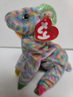 Ty Beanie Babies Chinese Zodiac Goat -MWMT-Bright Green Eyes&
