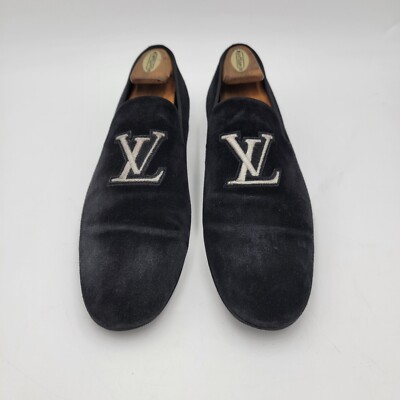 Authentic Louis Vuitton Men Black Suede Loafers LV 9 US 9.5-10 M