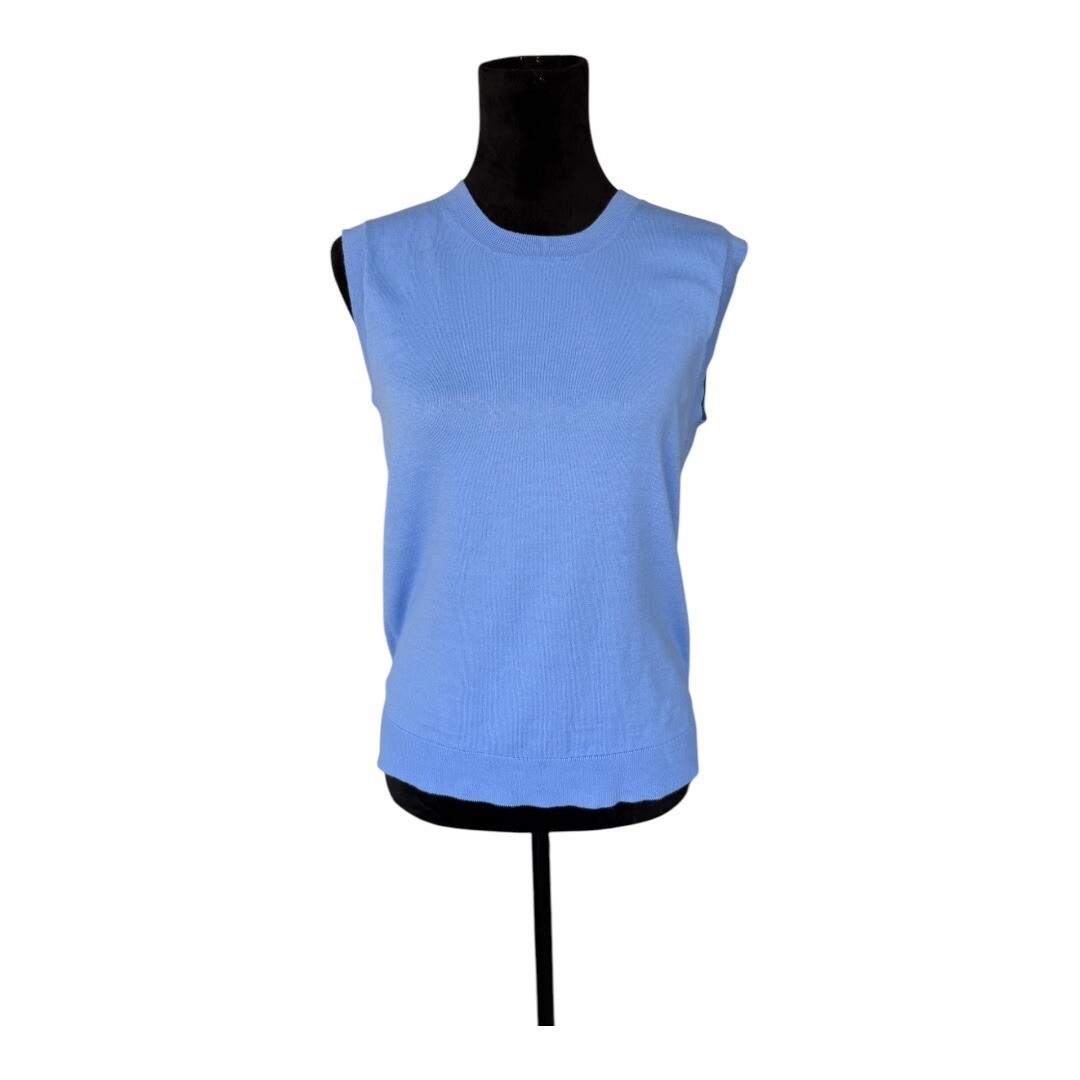 J.Crew Blue Sleeveless Knit Sweater Tank Top Casual Layering Size L