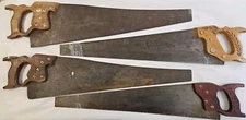 Lot of 4 Vintage Hand Saws- 2 Disston 1 Warranted Superior. Rusty Decor B102