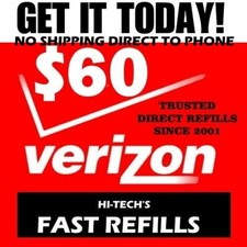  60 VERIZON PREPAID   DIRECT TO PHONE   ONLINE REFILL   GET IT TODAY 