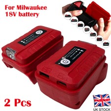 2x USB+Type C Power Source Charger Adapter For Milwaukee 18V Batteries w/ Light