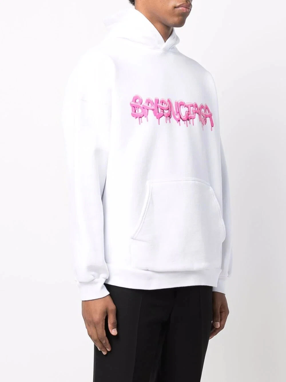 Felpa con cappuccio oversize Balenciaga bianca logo slime Taglia 2 (S) SS22 PREZZO AL PUBBLICO $995