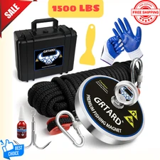 Magnet Fishing Kit with Case Fishing Magnets 1500 LBS Pulling Force Super Strong