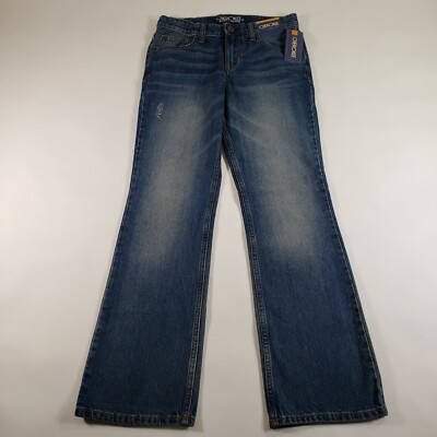 Cherokee Bootcut Jeans Girls 14 Adjustable Waist Distressed Blue Denim 29x29.5